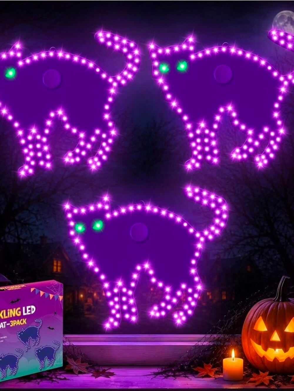 Purple Twinkling Cat LED lights